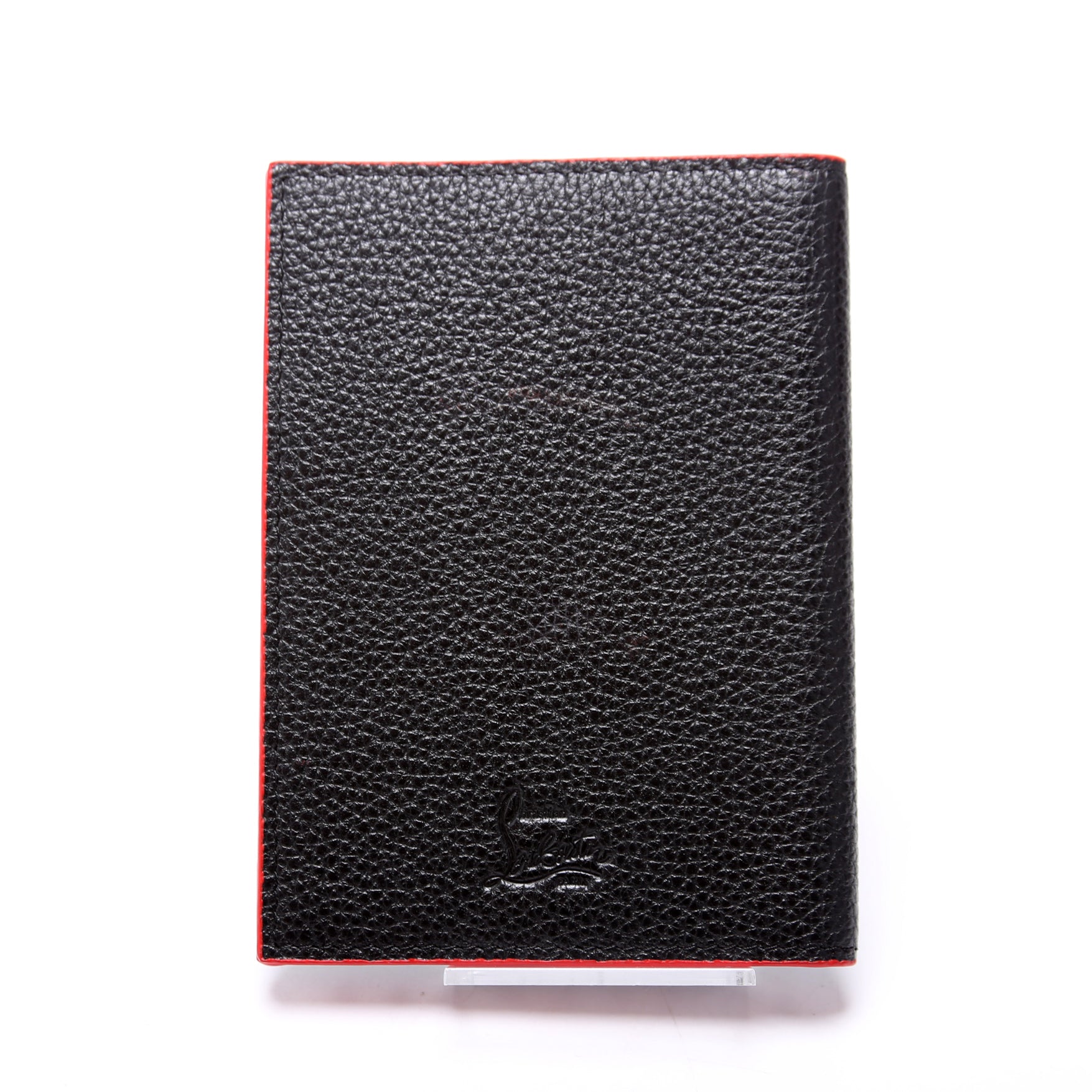 Loubipass Spike Calfskin Passport Holder Black