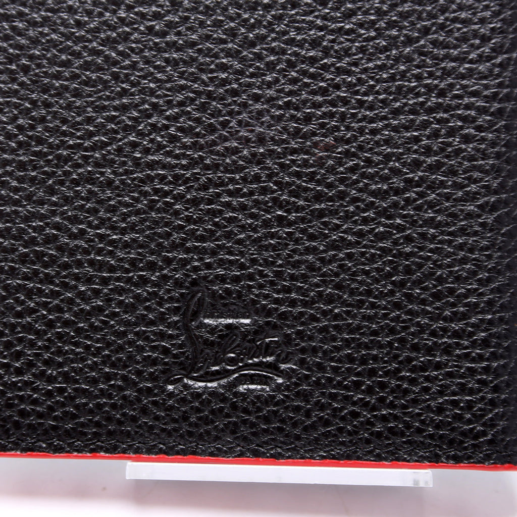 Loubipass Spike Calfskin Passport Holder Black