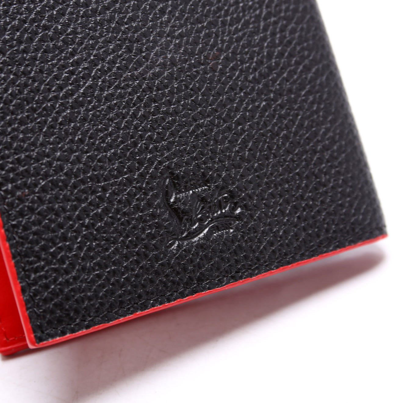 Loubipass Spike Calfskin Passport Holder Black