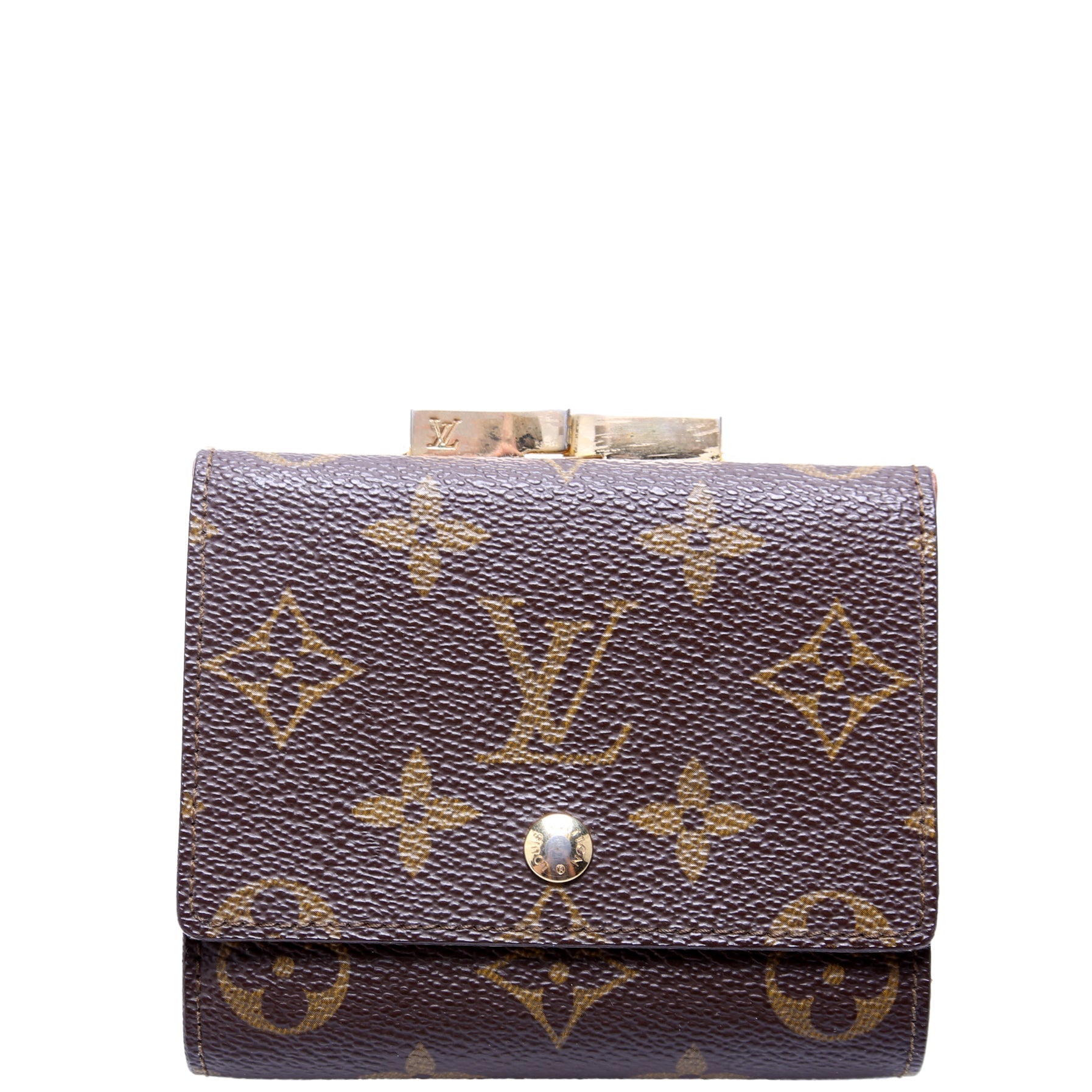 Kisslock Trifold Wallet Monogram Vintage