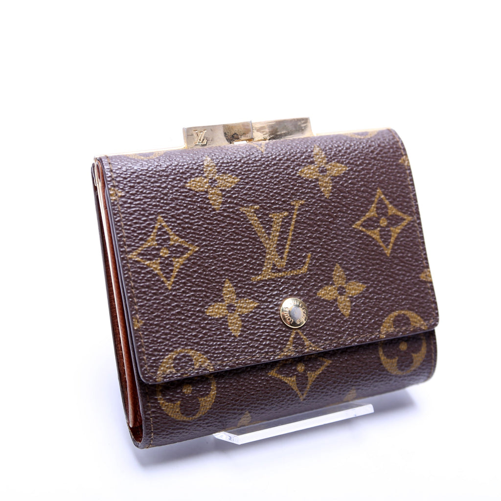 Kisslock Trifold Wallet Monogram Vintage
