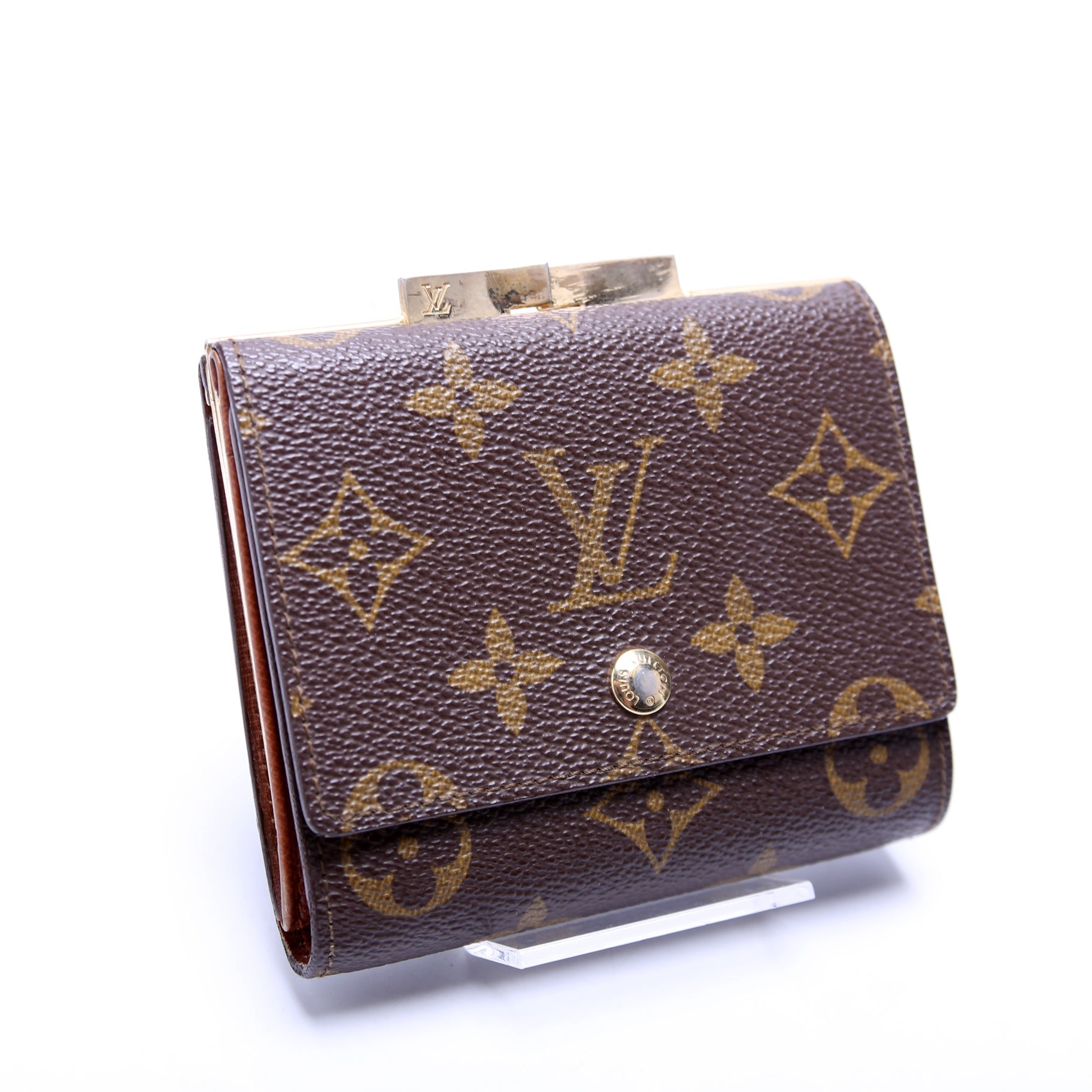 Kisslock Trifold Wallet Monogram Vintage