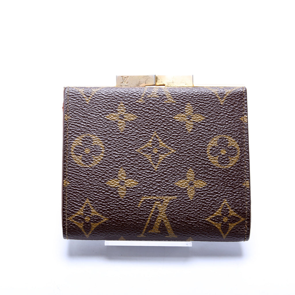 Kisslock Trifold Wallet Monogram Vintage