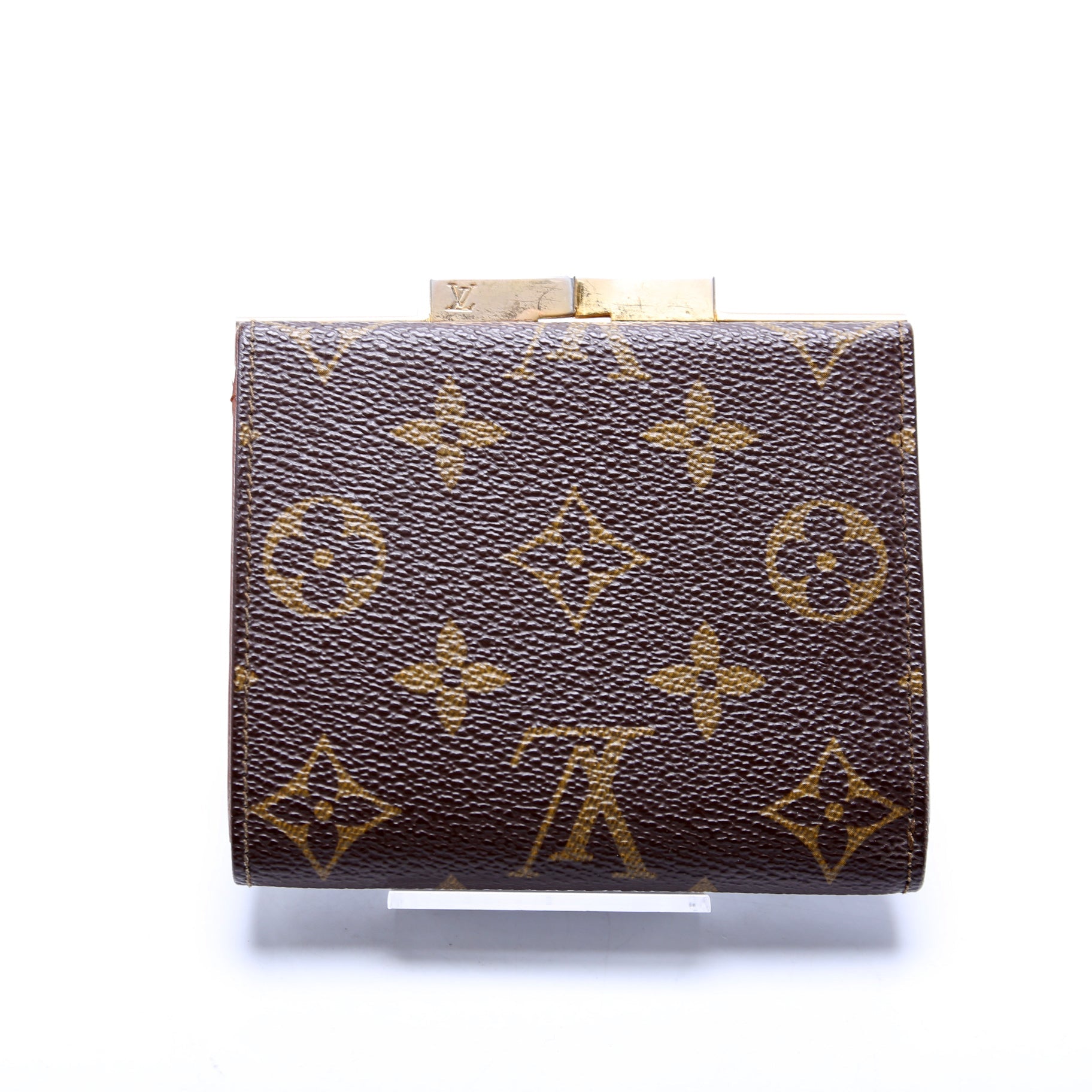 Kisslock Trifold Wallet Monogram Vintage