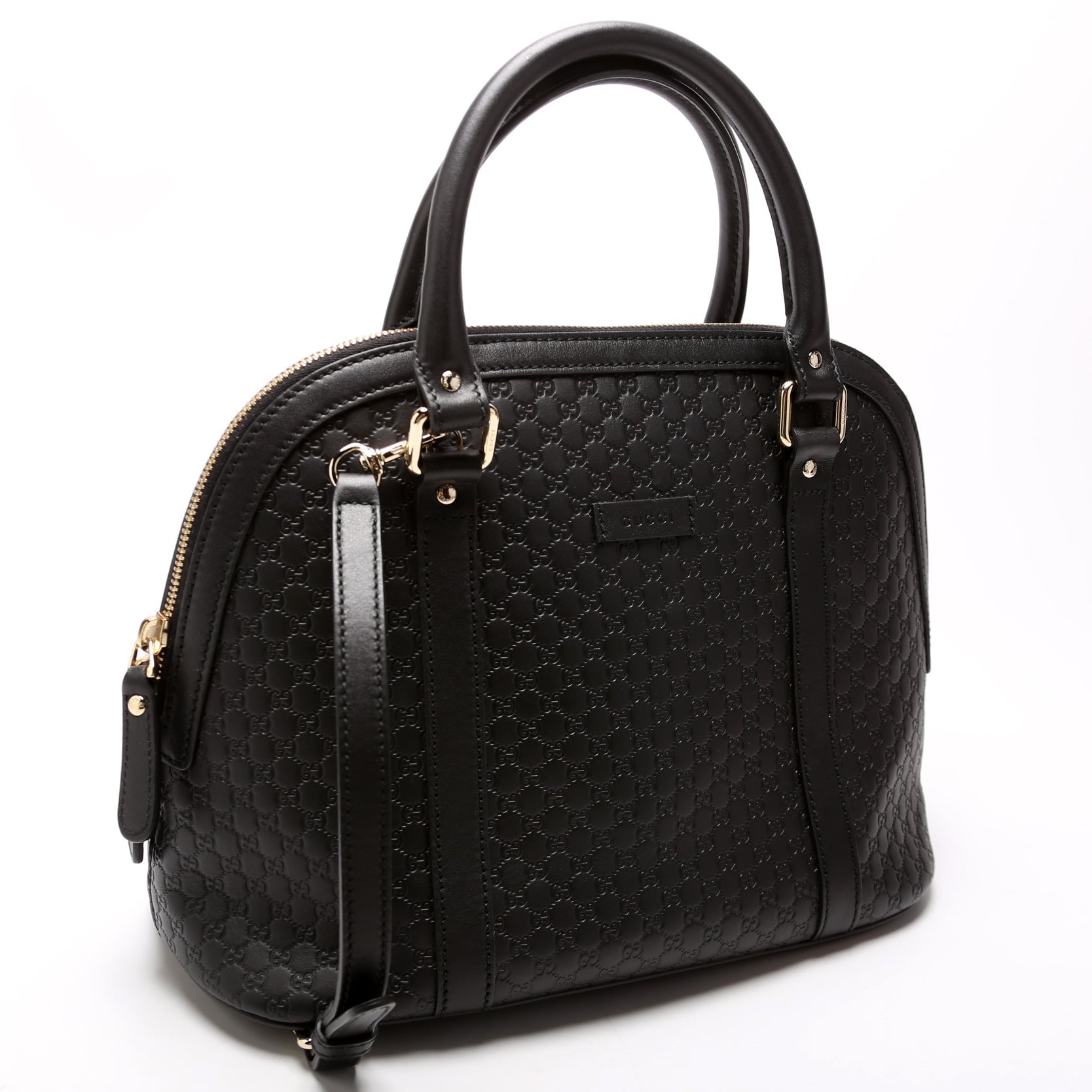 449663 Guccissima Dome Bag Medium Black