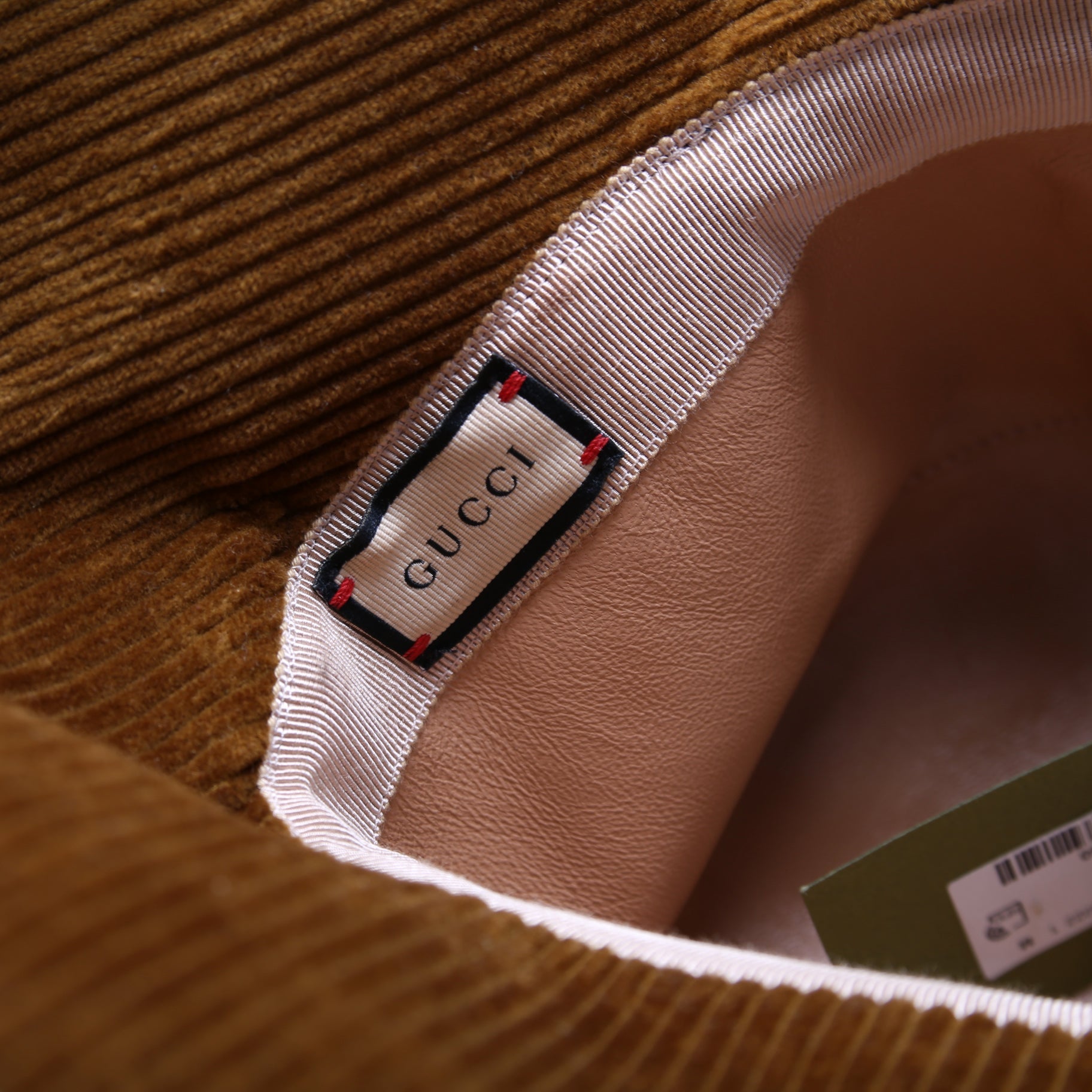 Horsebit Corduroy/Leather Wide Bucket Hat Size Medium Brown