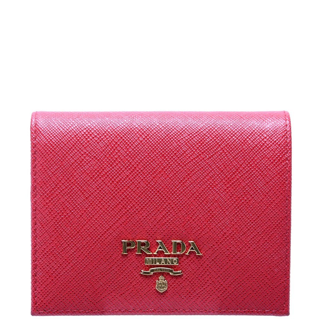 Saffiano Small Wallet with Coin Pouch 1MV204 Red
