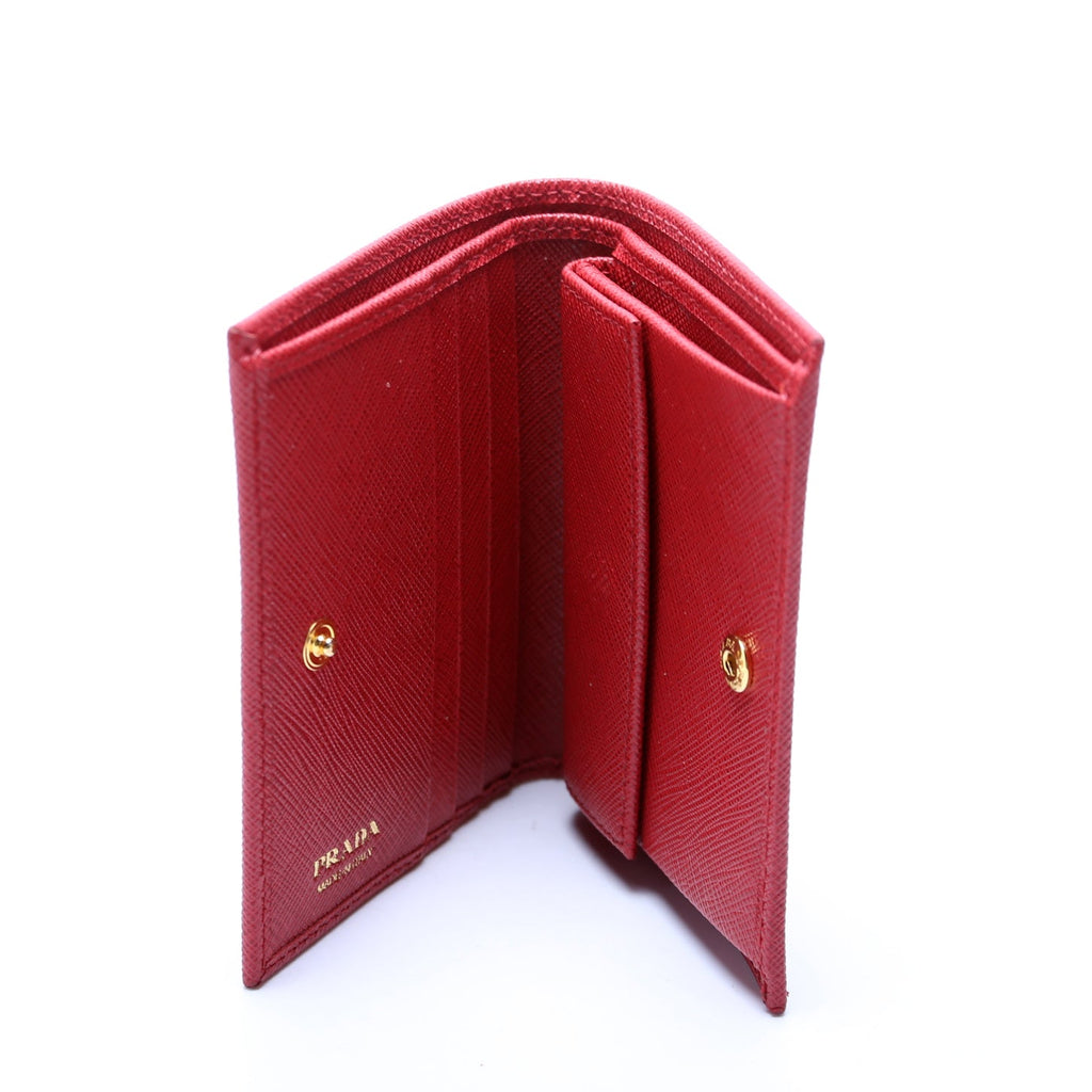 Saffiano Small Wallet with Coin Pouch 1MV204 Red