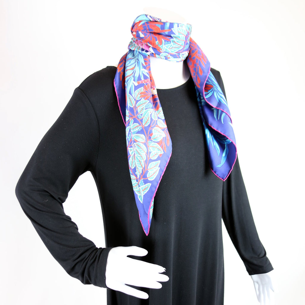 La Promenade De Platon 90CM Silk Scarf Blue