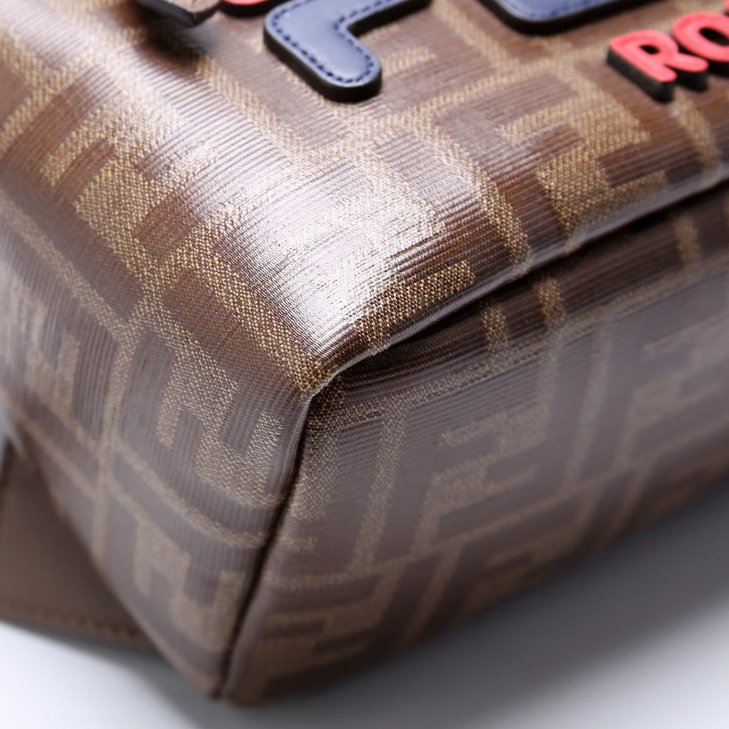 Fendi Fila FF Glazed Canvas Mini Backpack Brown