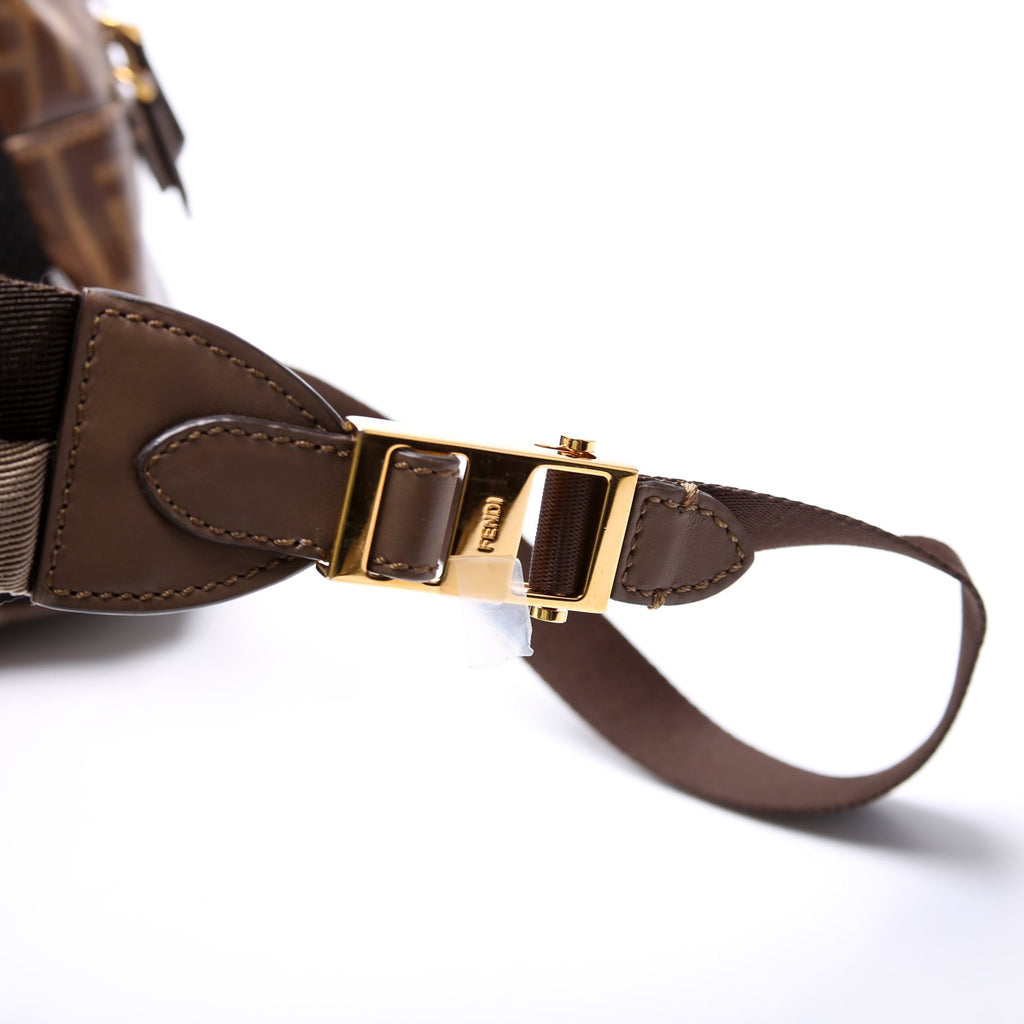 Fendi Fila FF Glazed Canvas Mini Backpack Brown