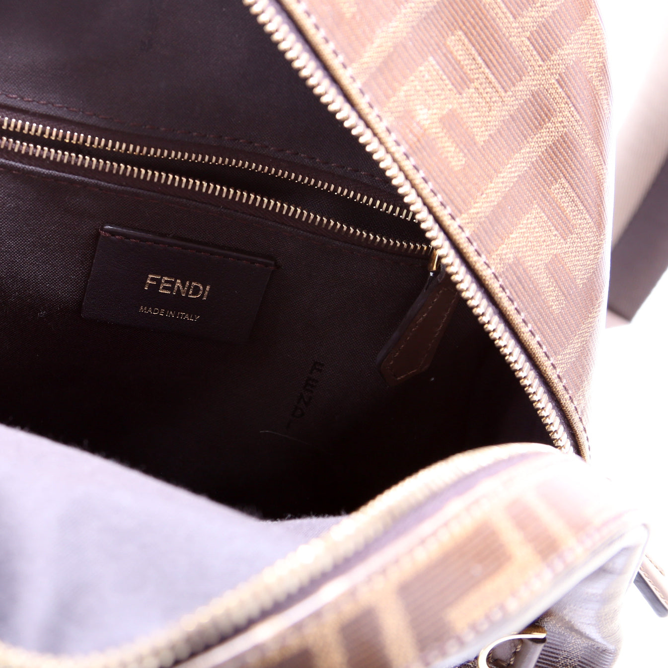 Fendi Fila FF Glazed Canvas Mini Backpack Brown