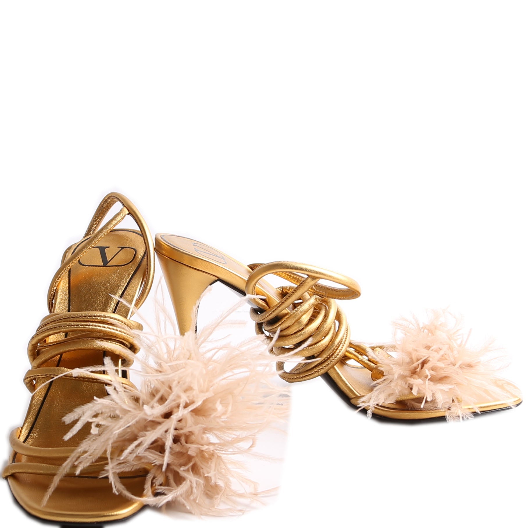 Metallic Upflair Feather Sandals Size 37.5