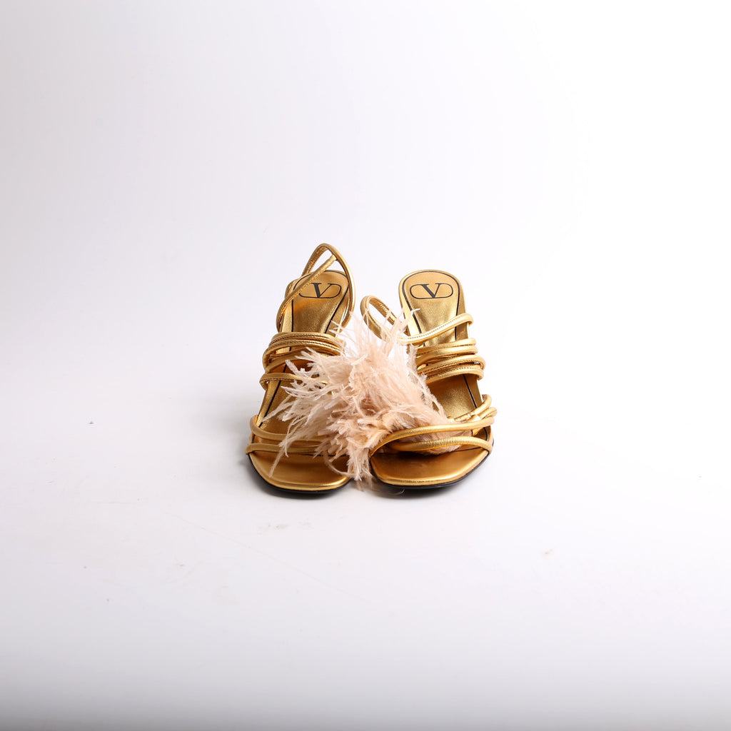 Metallic Upflair Feather Sandals Size 37.5