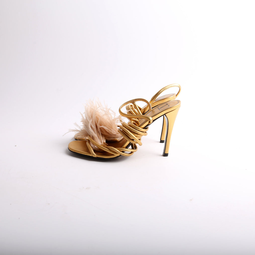 Metallic Upflair Feather Sandals Size 37.5