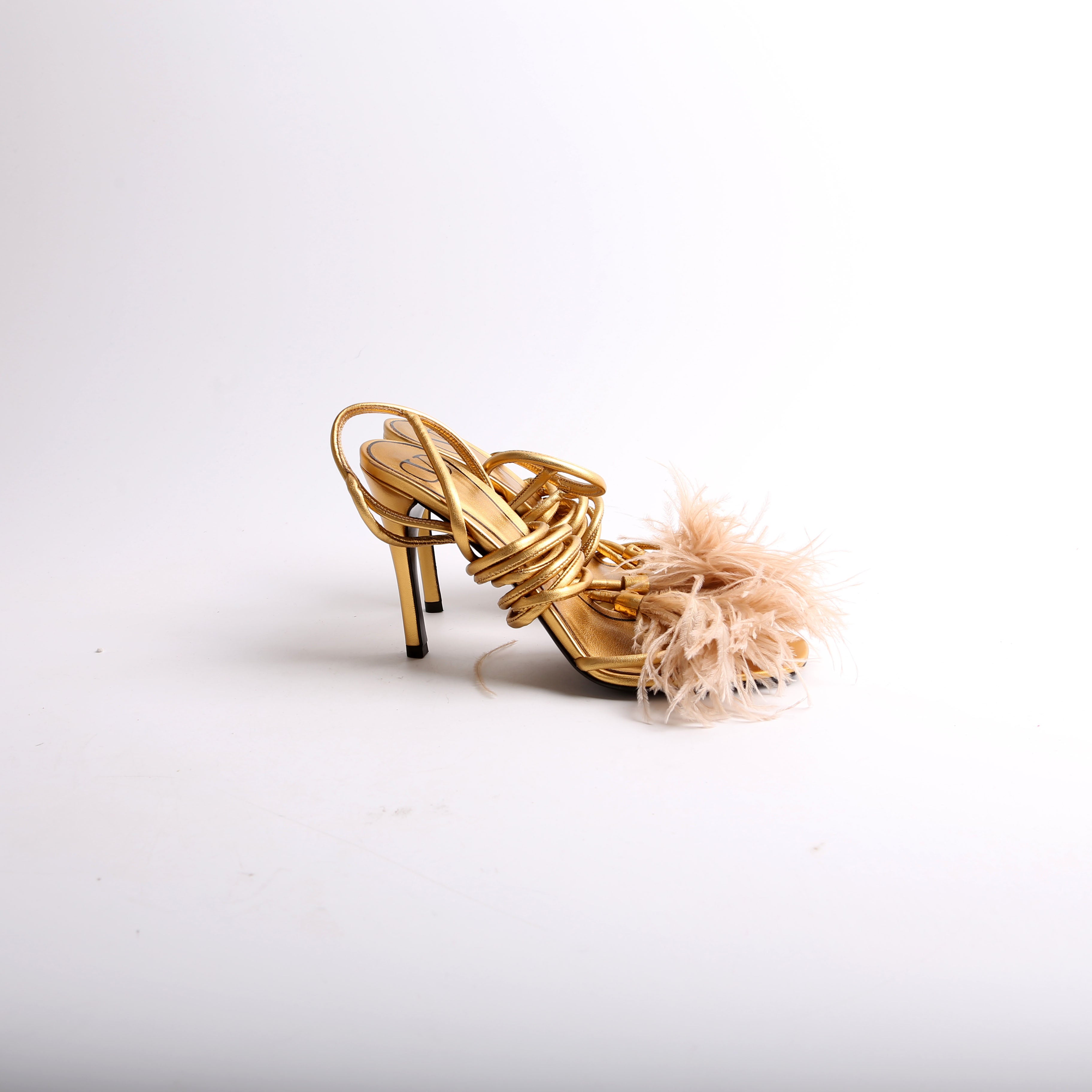 Metallic Upflair Feather Sandals Size 37.5