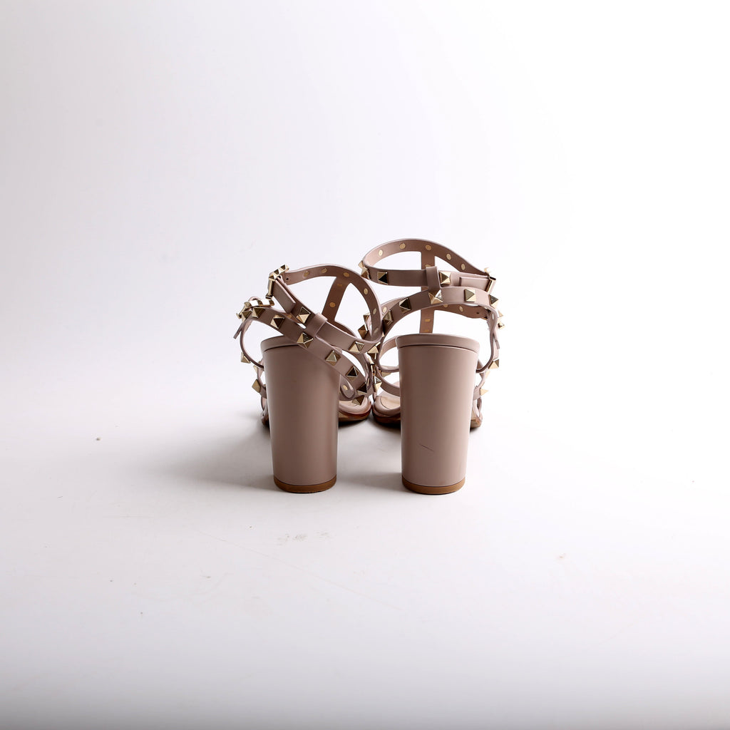 Rockstud Caged Sandal Block Heels Size 40