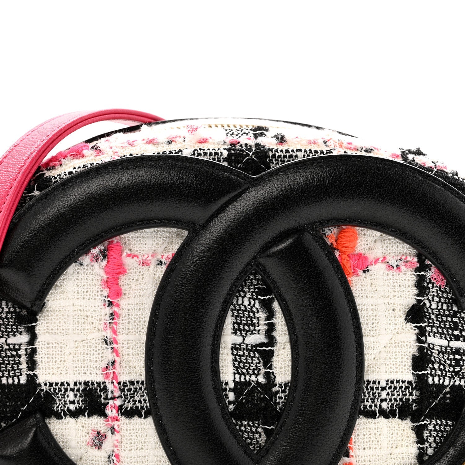 Chanel Tweed Lambskin Quilted Coco Midnight Camera Case White Black Multicolor