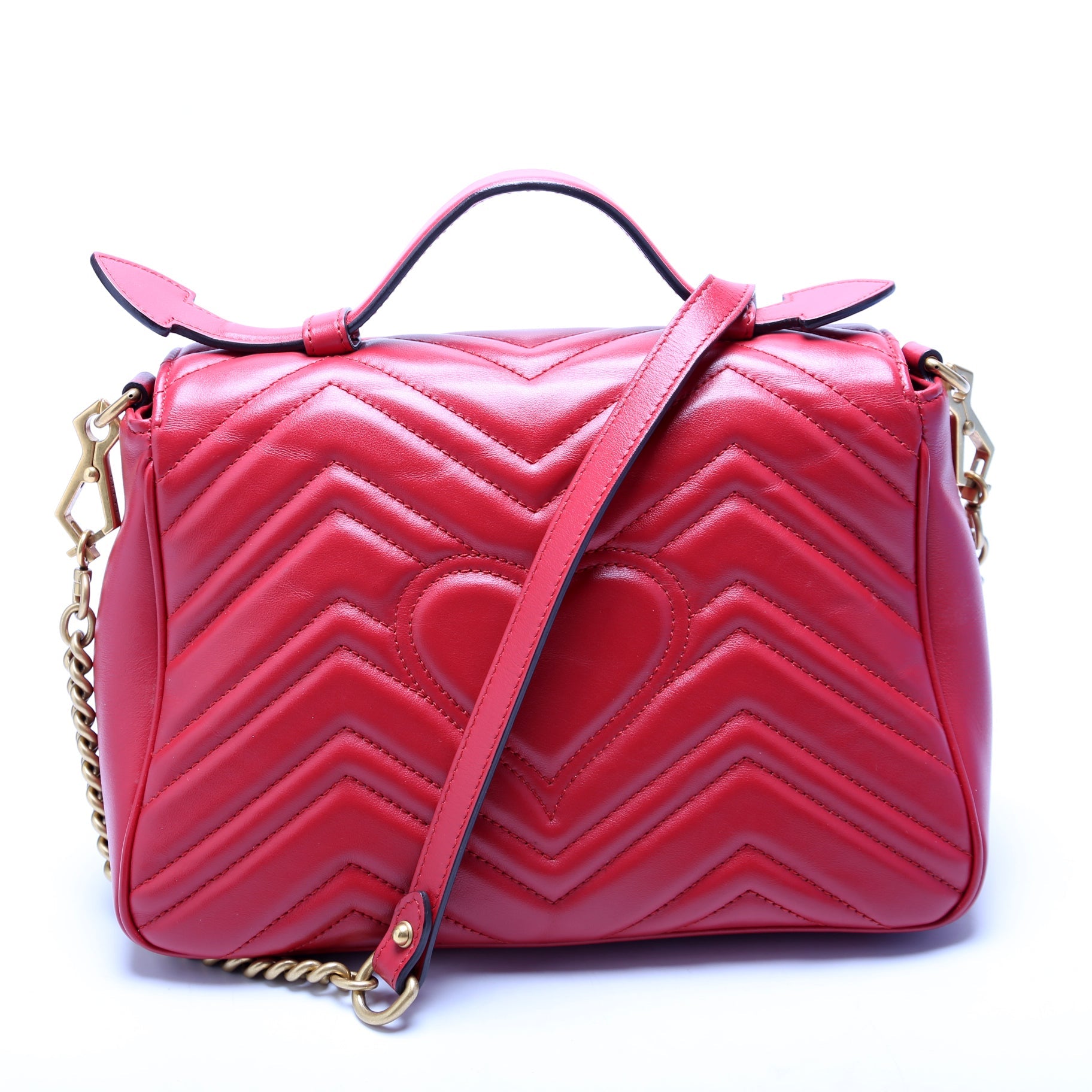 498110 GG Marmont Small Top Handle Red