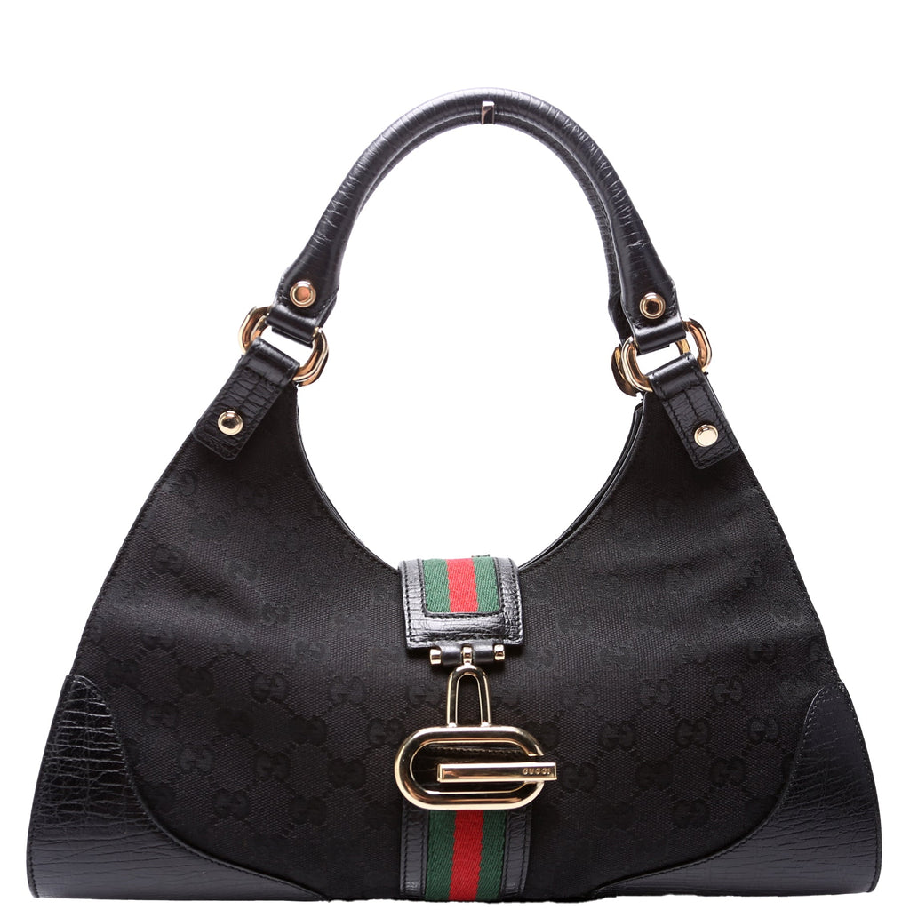 130995 GG Canvas Web Junco Shoulder Bag Black
