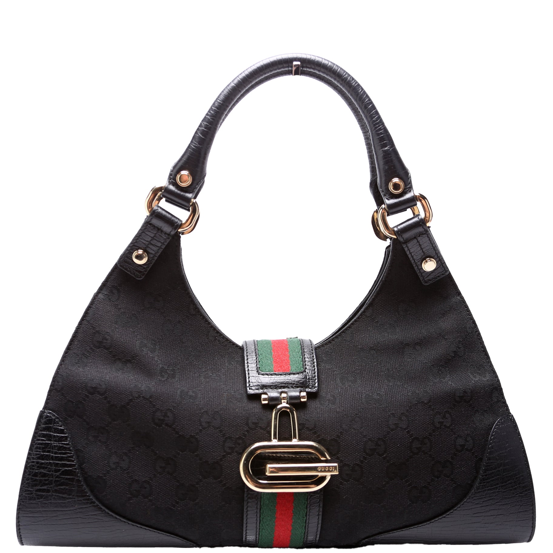 130995 GG Canvas Web Junco Shoulder Bag Black