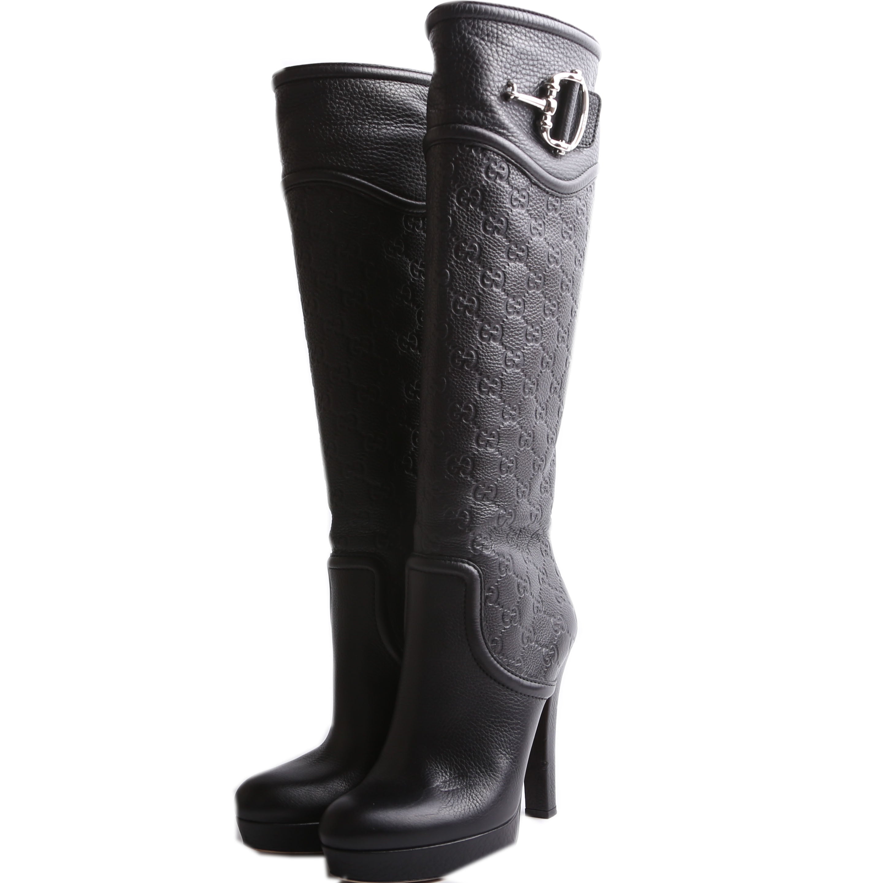 GG Leather Horsebit Over Knee Boots Size 39