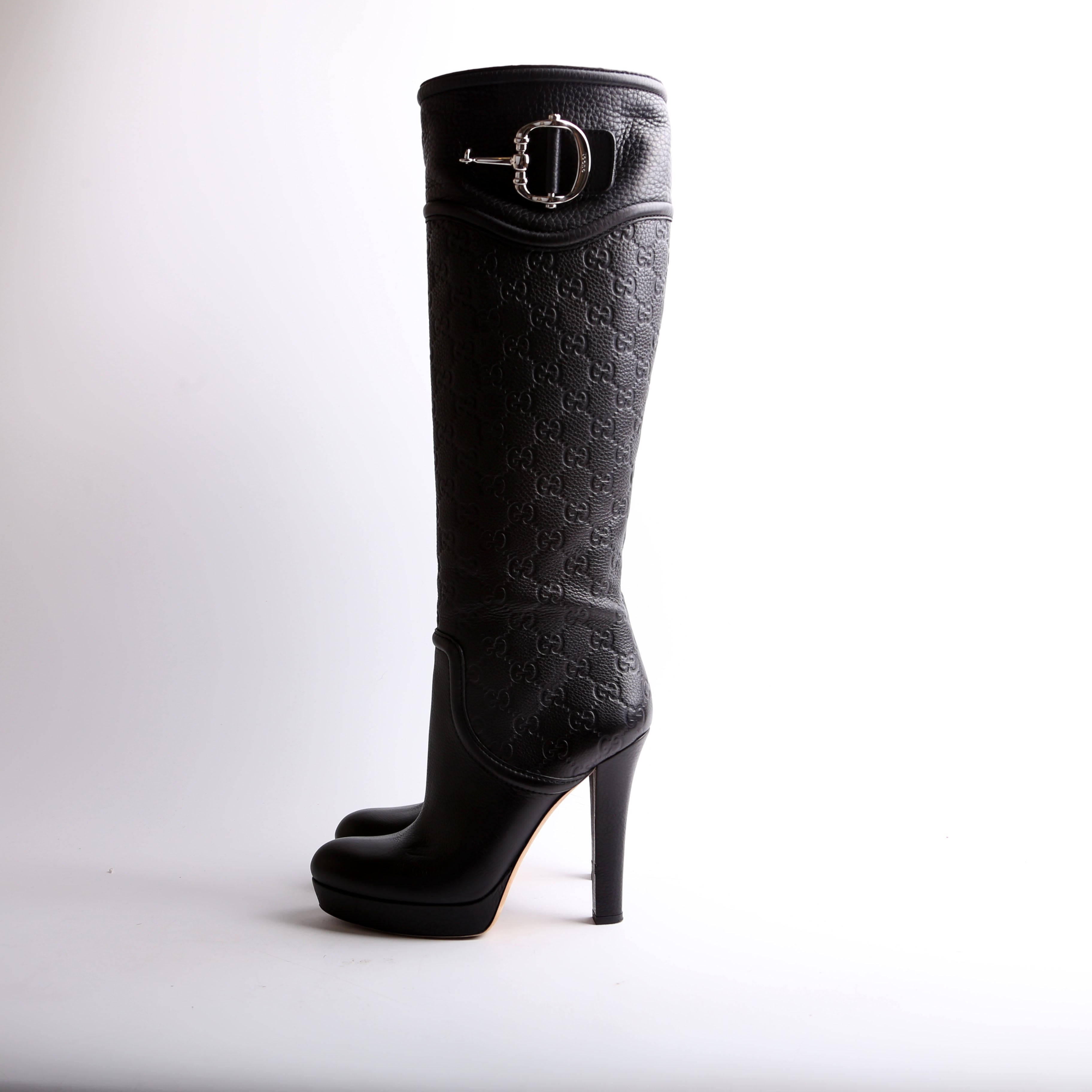 GG Leather Horsebit Over Knee Boots Size 39