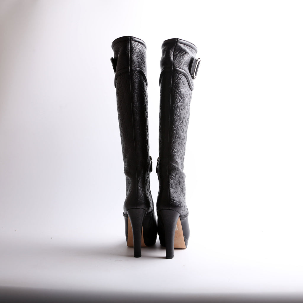GG Leather Horsebit Over Knee Boots Size 39