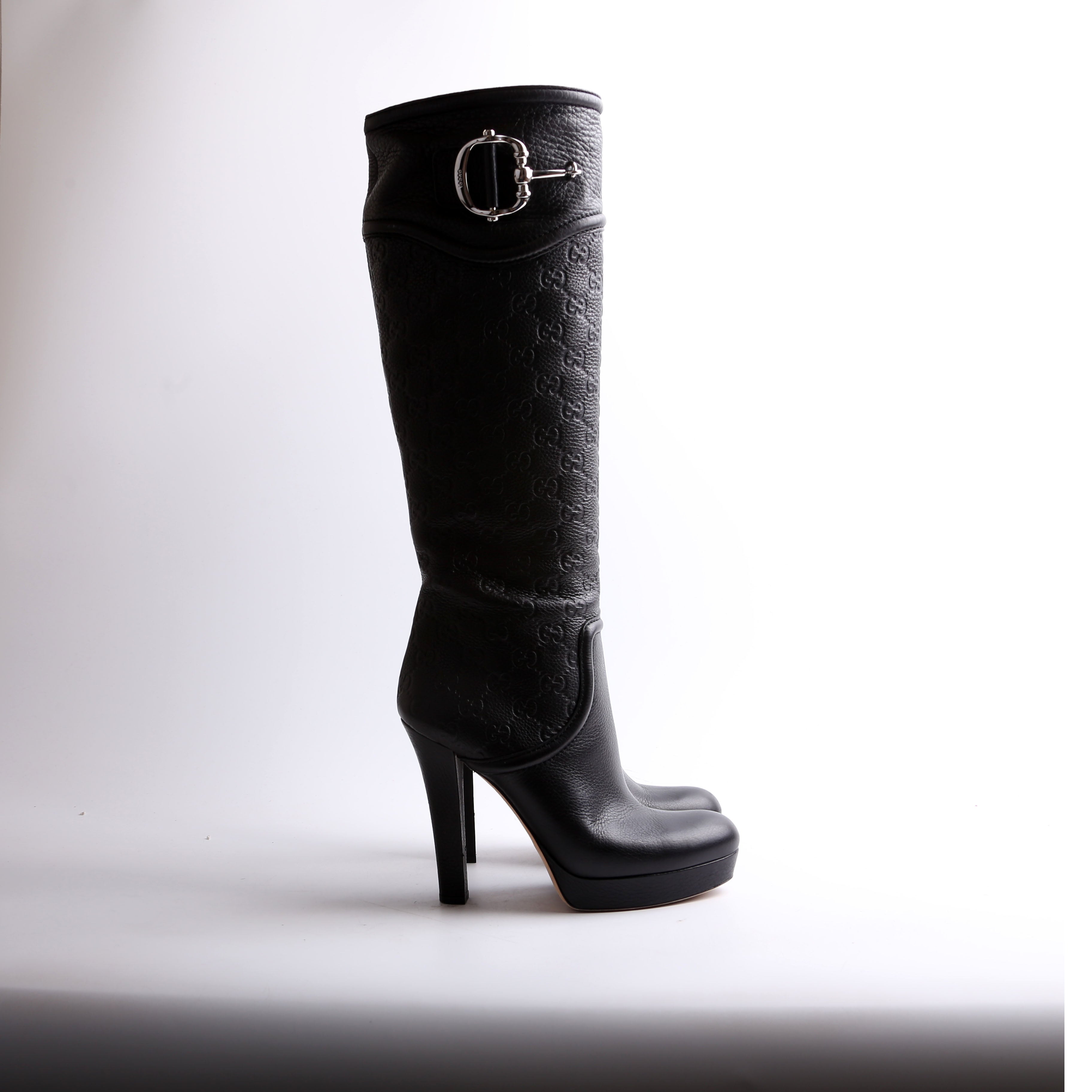 GG Leather Horsebit Over Knee Boots Size 39