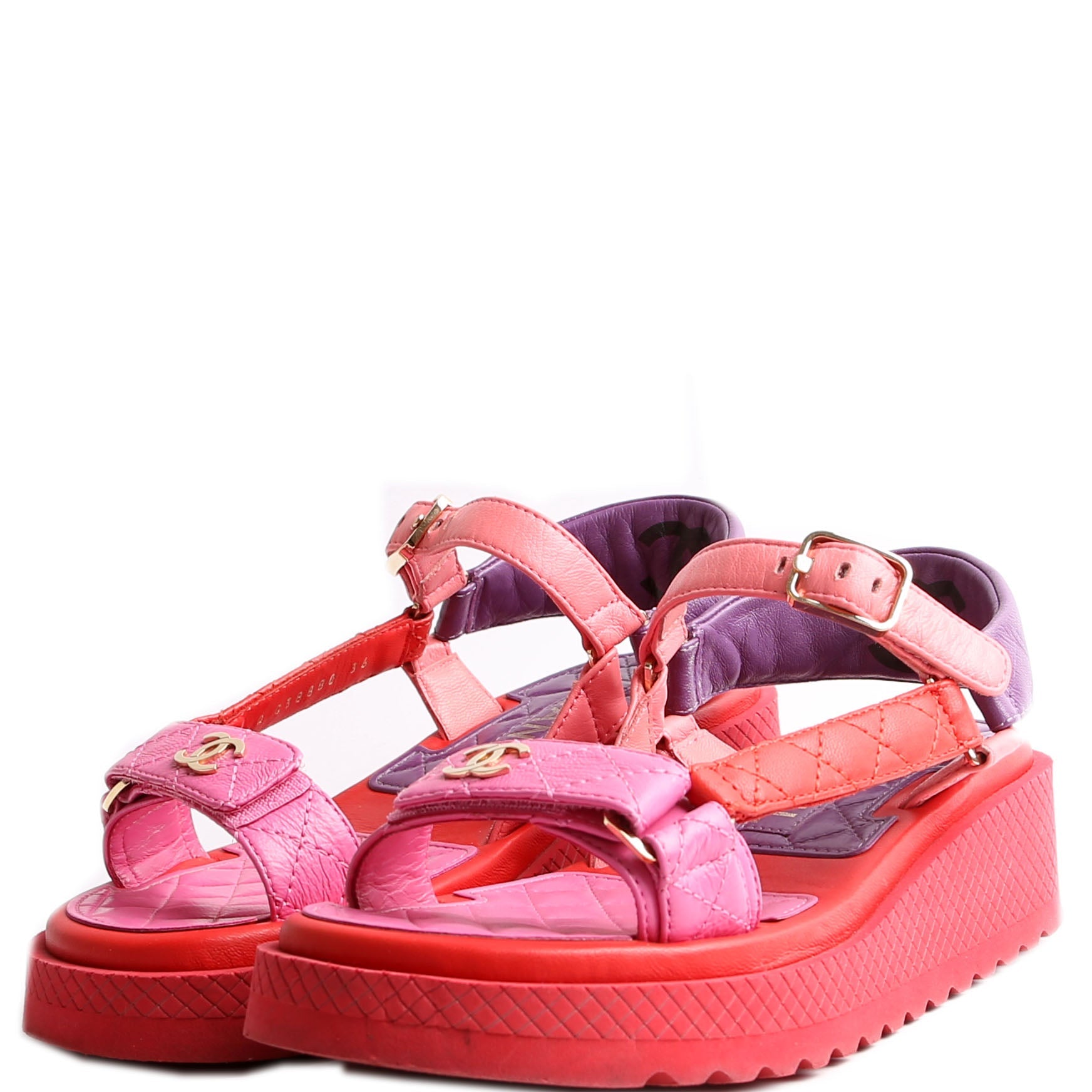 Logo Lambskin Platform Sandals Size 36