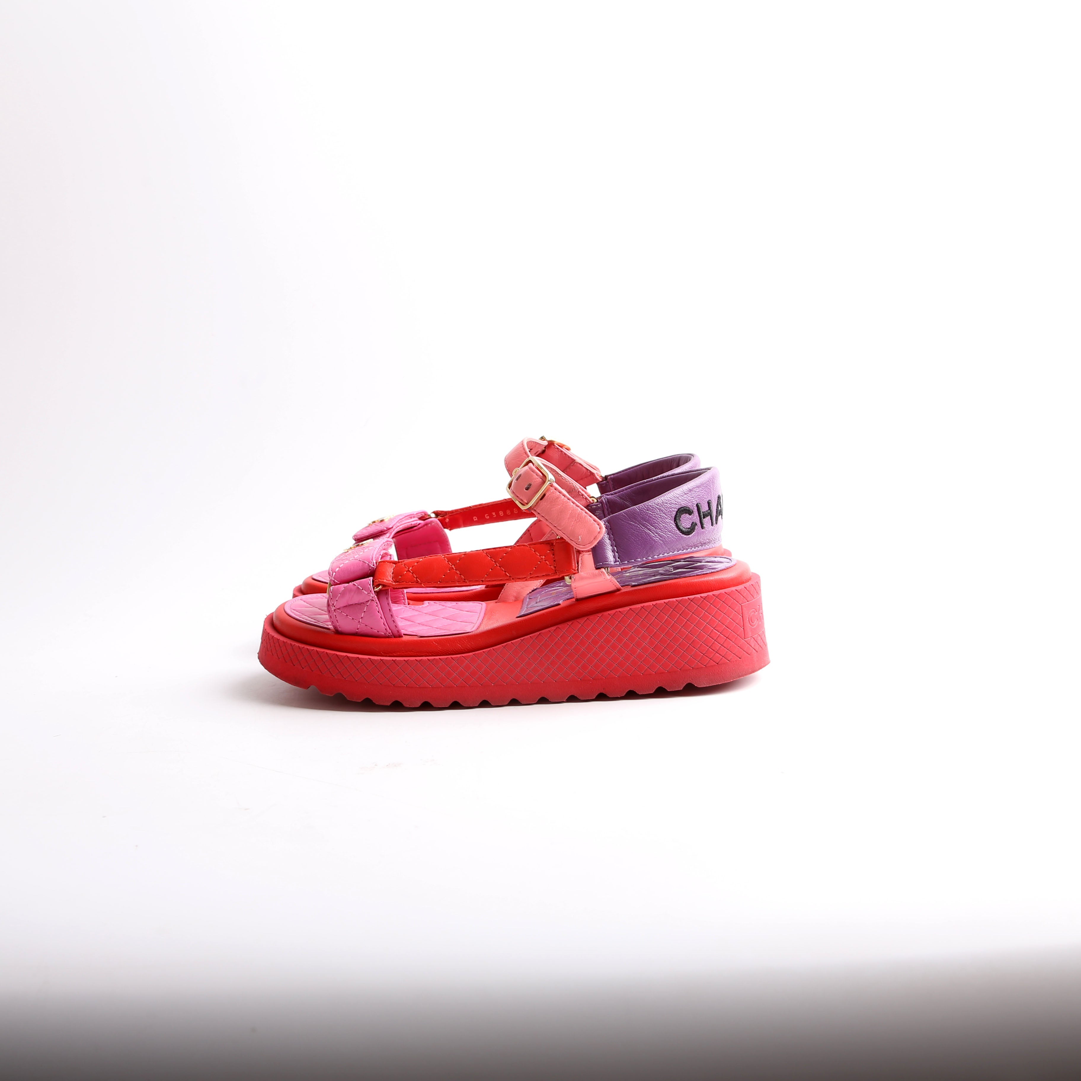 Logo Lambskin Platform Sandals Size 36