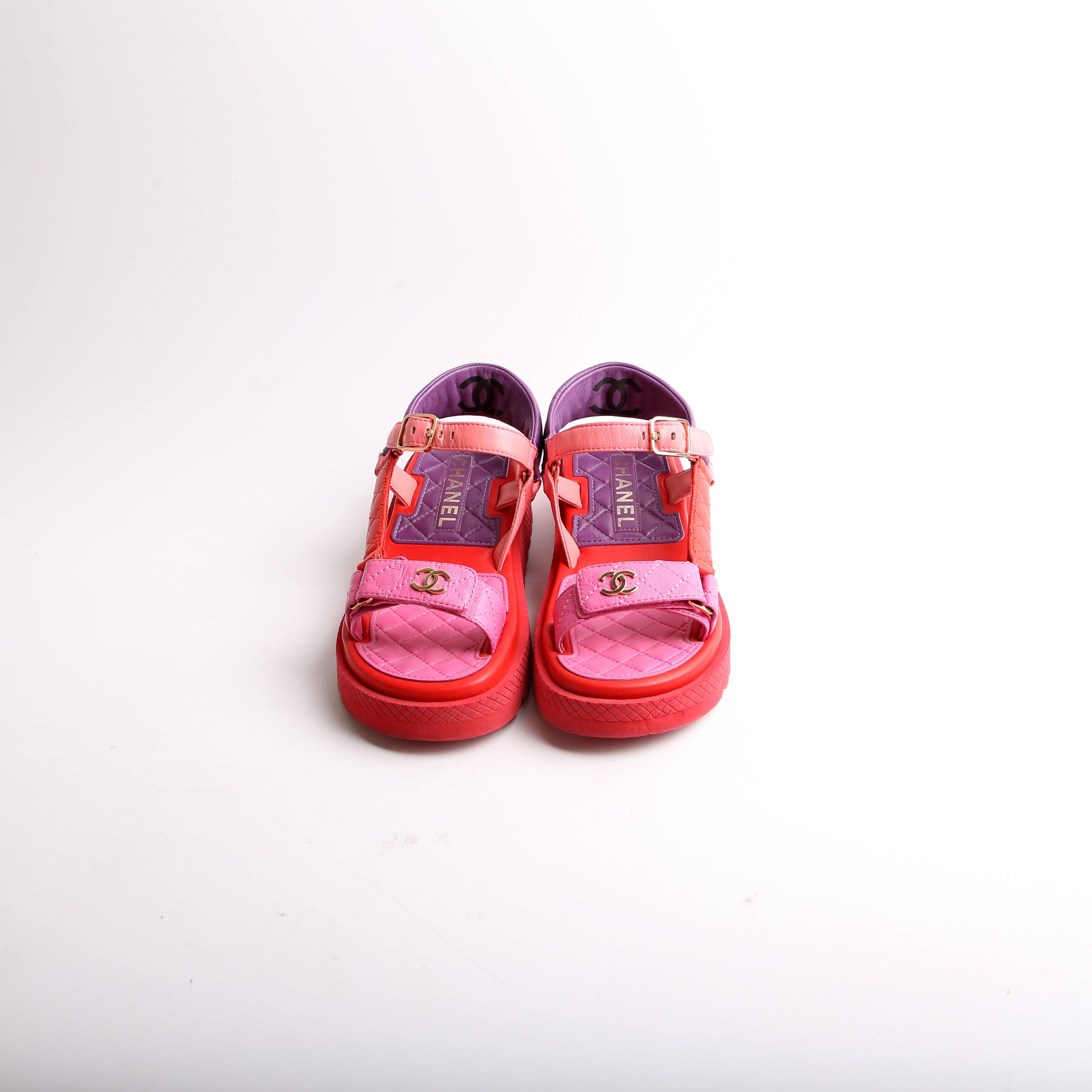 Logo Lambskin Platform Sandals Size 36