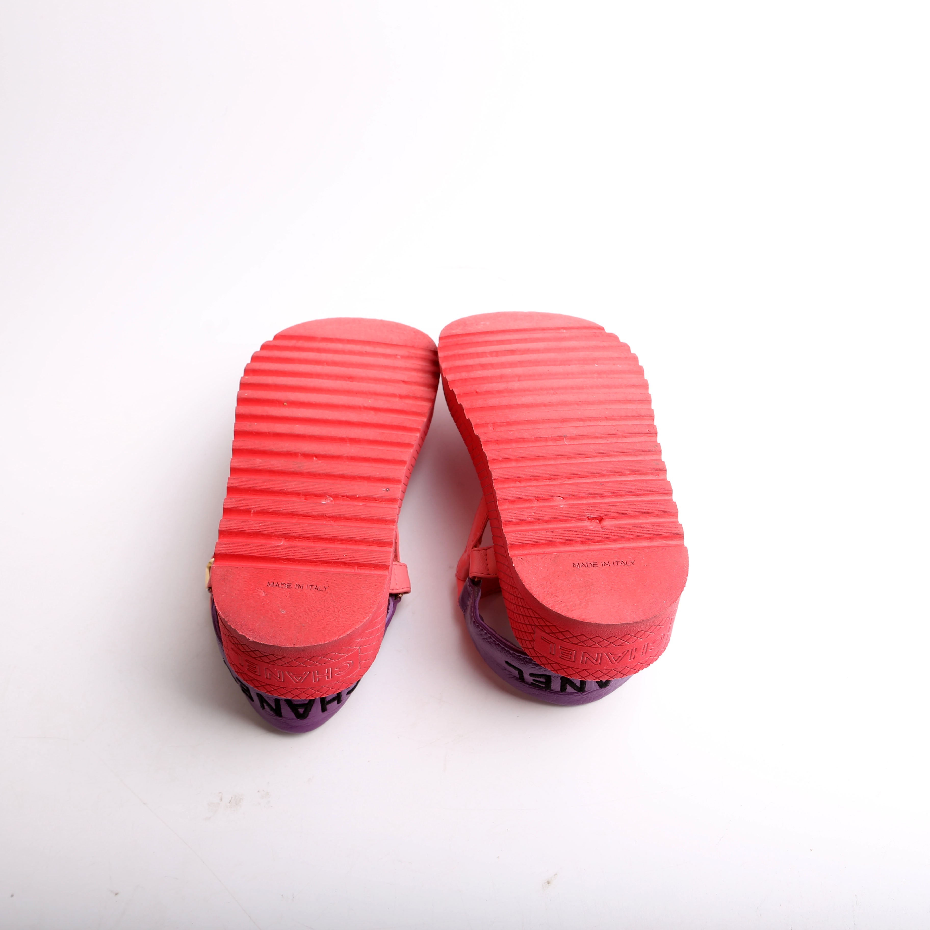 Logo Lambskin Platform Sandals Size 36