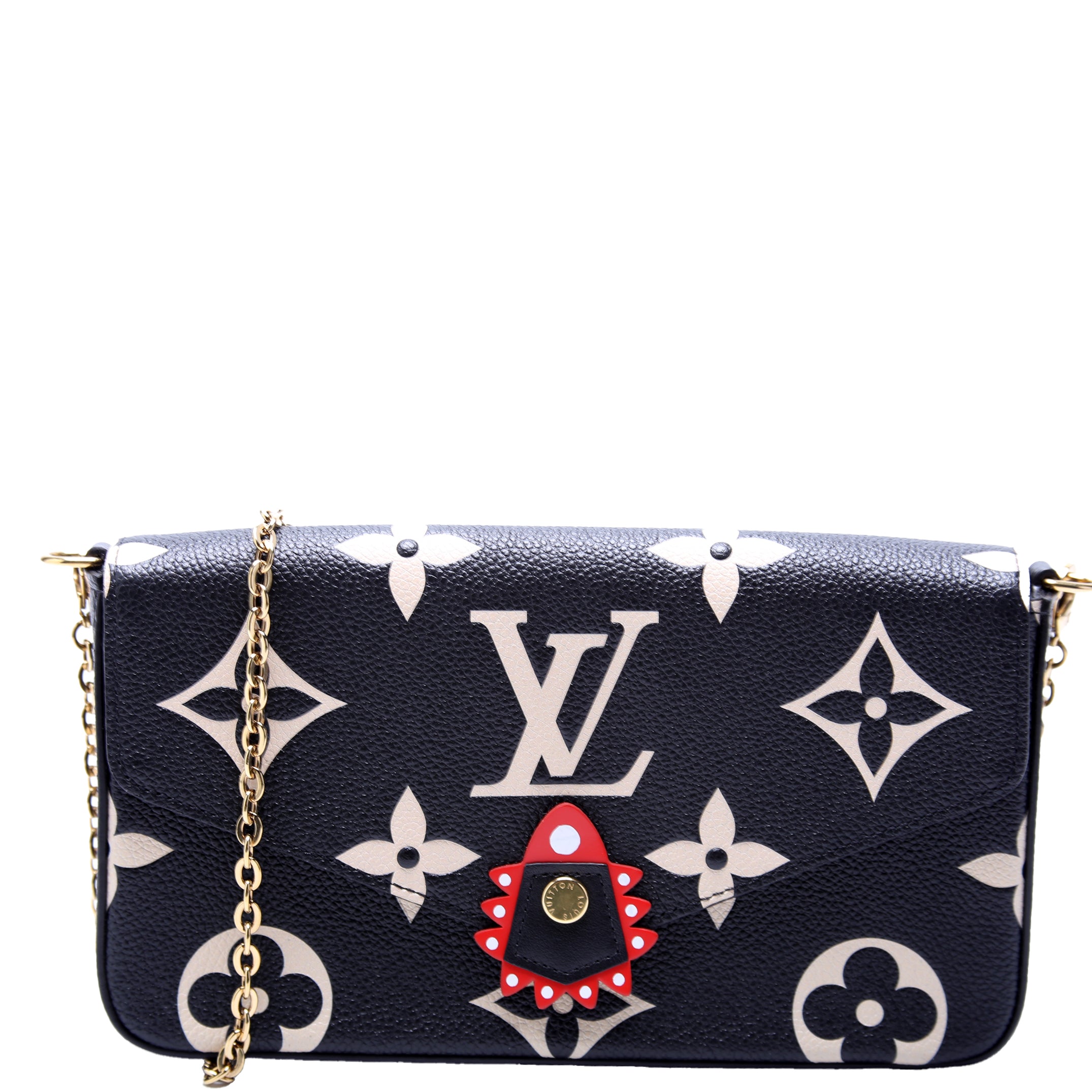 Pochette Felicie Crafty Bicolor Empreinte Black/Cream