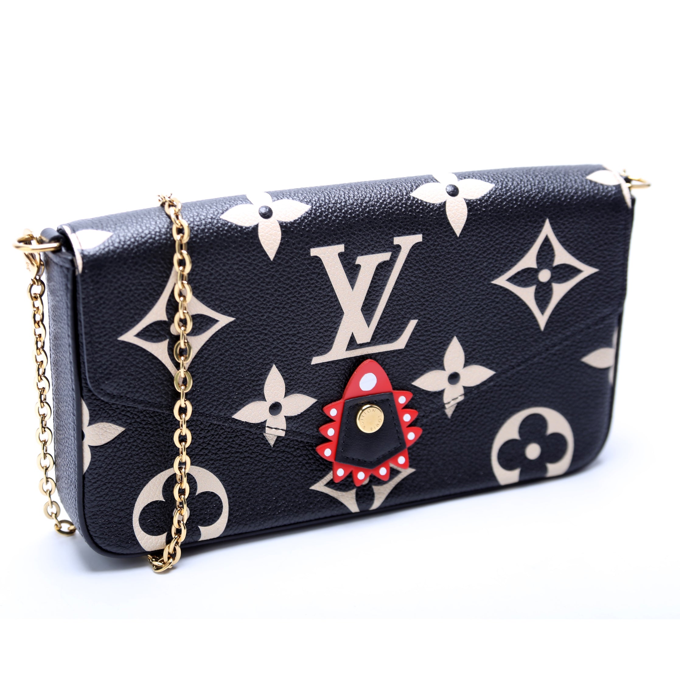 Pochette Felicie Crafty Bicolor Empreinte Black/Cream