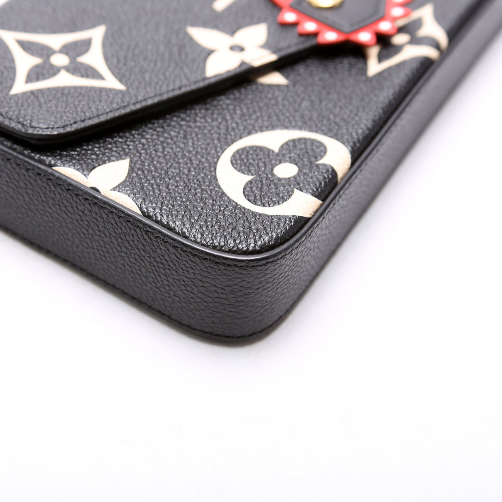 Pochette Felicie Crafty Bicolor Empreinte Black/Cream