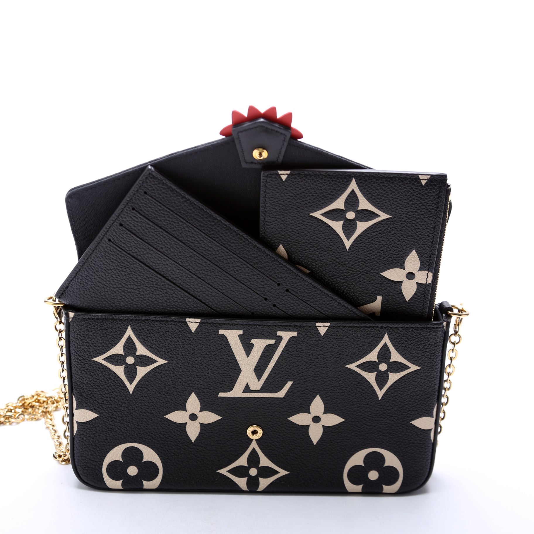 Pochette Felicie Crafty Bicolor Empreinte Black/Cream