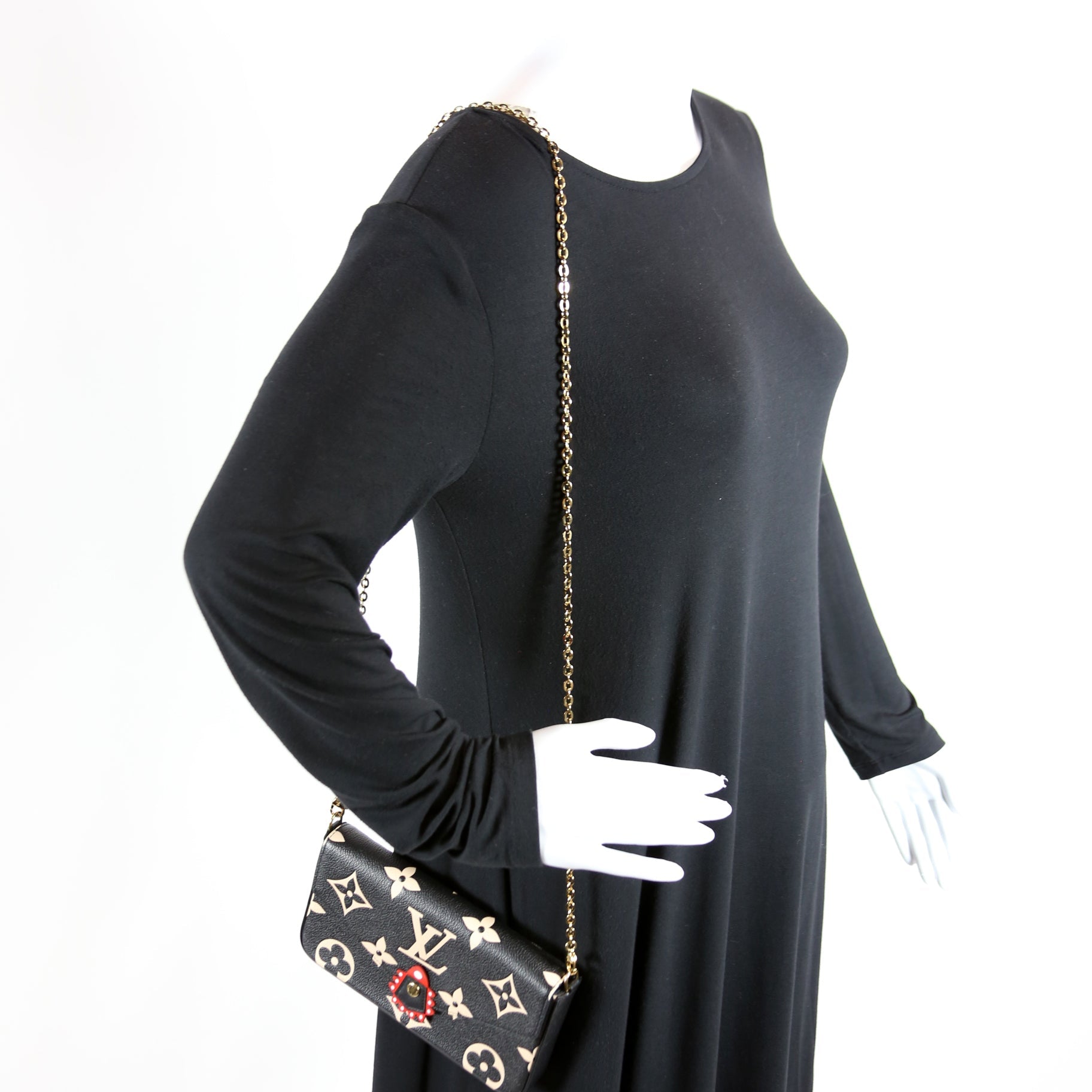 Pochette Felicie Crafty Bicolor Empreinte Black/Cream