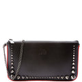 Loubila Spikes Pouch On Chain Textured Calfskin Black
