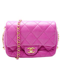 Chain Around Mini Square Flap Bag Lambskin RFID Purple