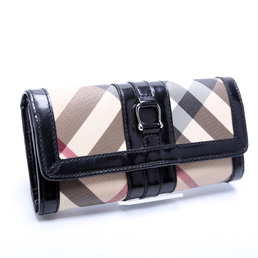 Supernova Check/Patent Leather Continental Wallet Black