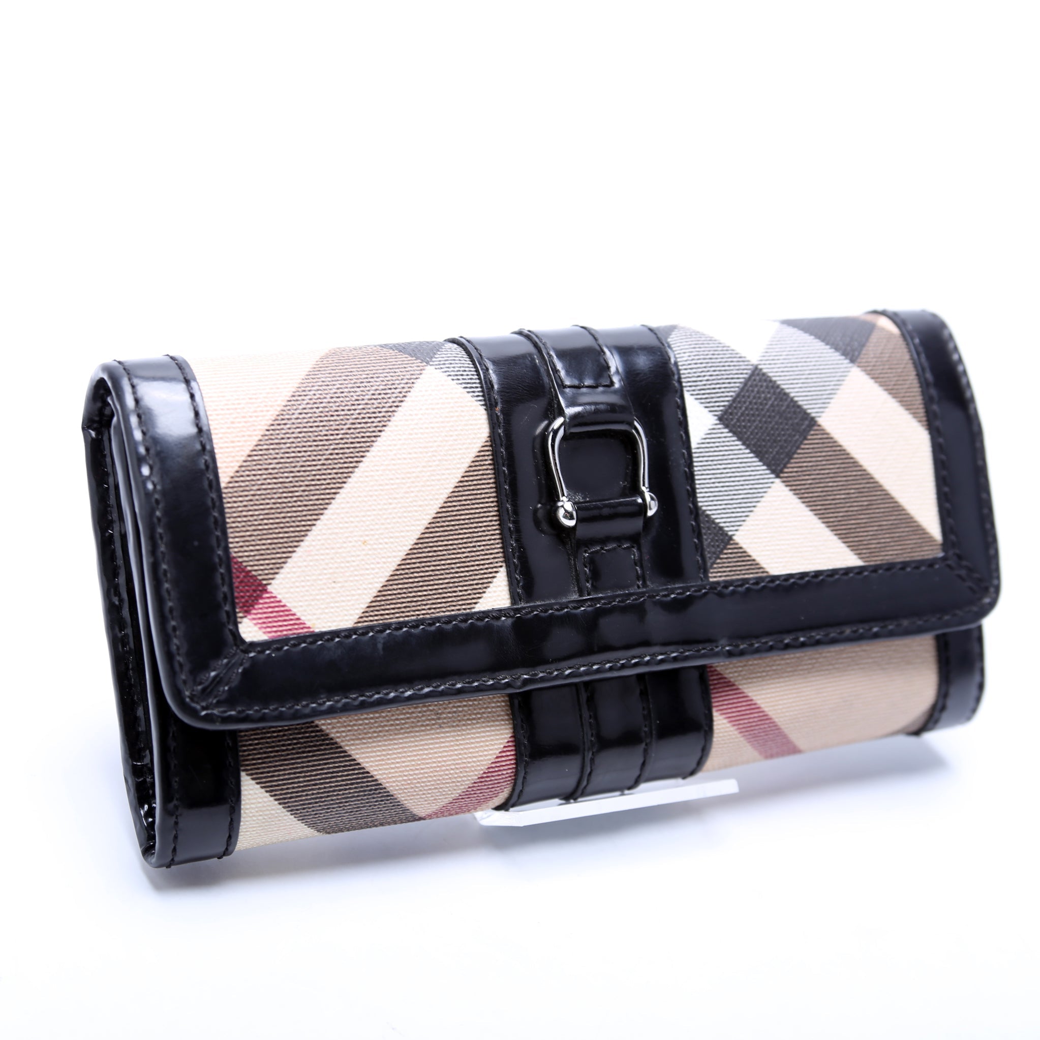 Supernova Check/Patent Leather Continental Wallet Black