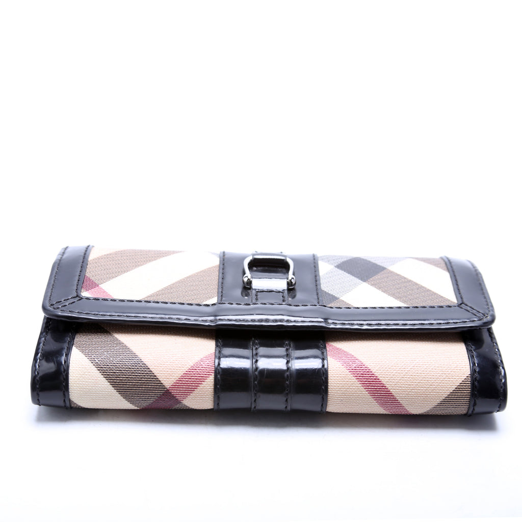 Supernova Check/Patent Leather Continental Wallet Black