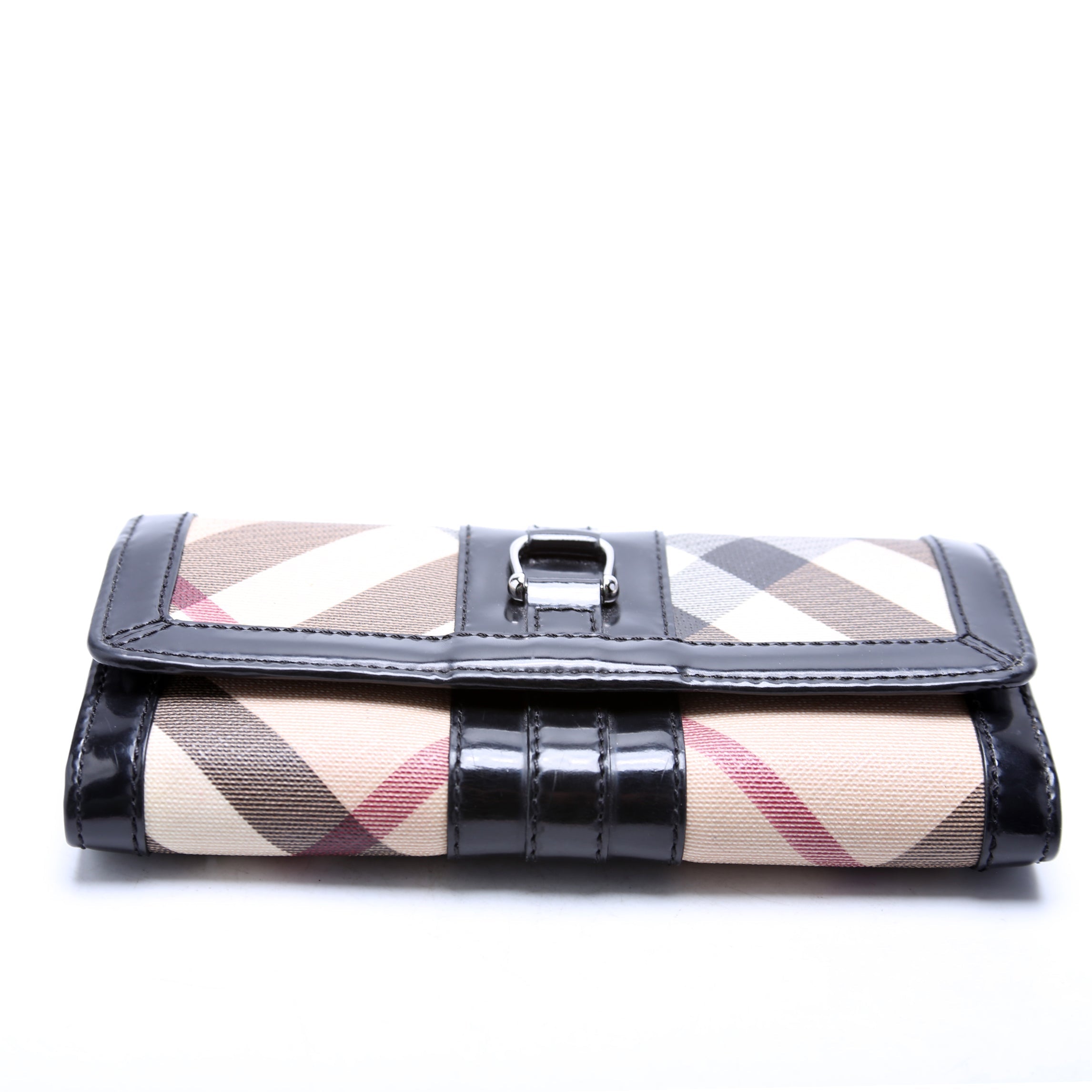 Supernova Check/Patent Leather Continental Wallet Black