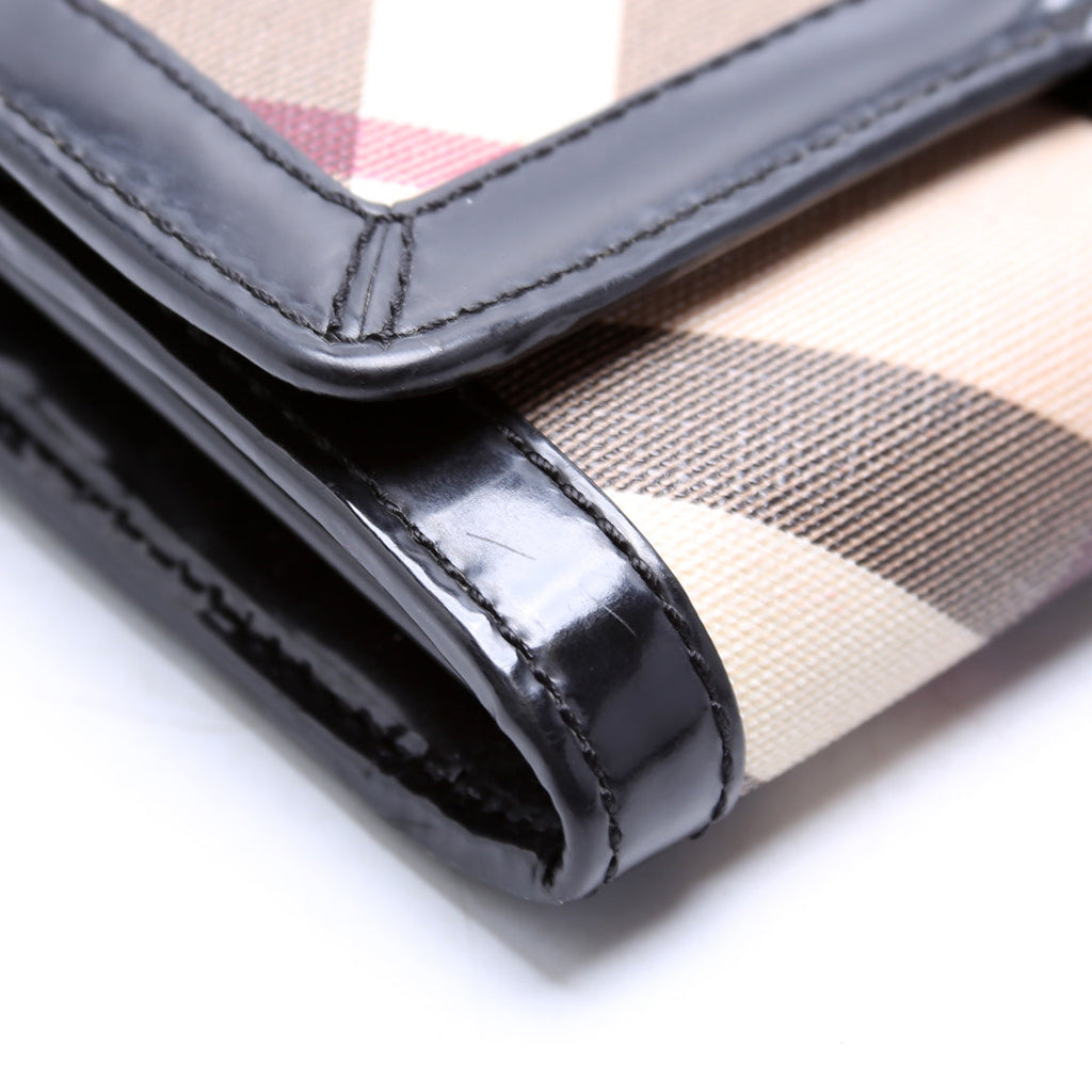 Supernova Check/Patent Leather Continental Wallet Black