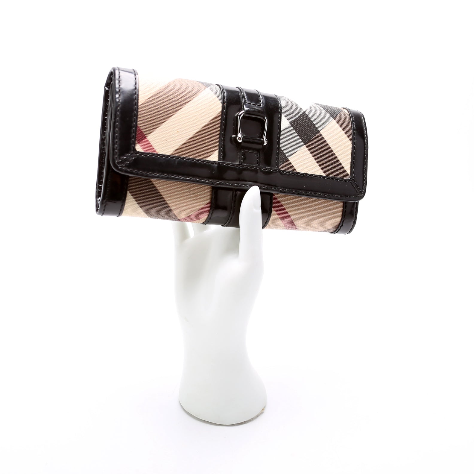 Supernova Check/Patent Leather Continental Wallet Black