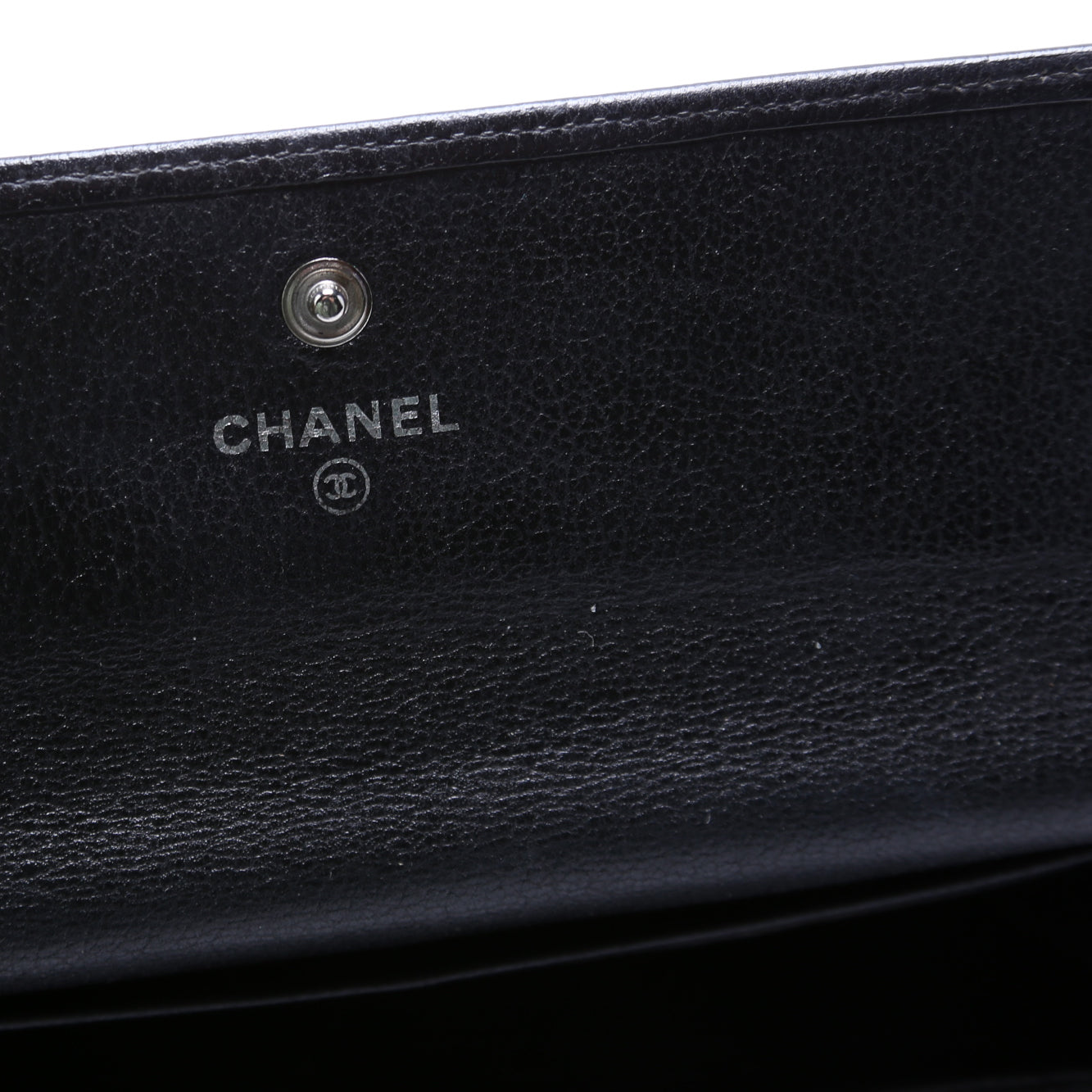 Camellia Flower Goatskin Flap Wallet 12M Black