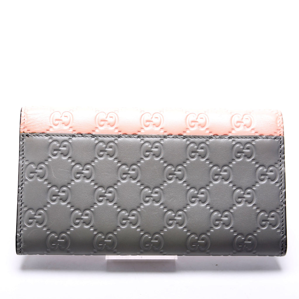 Gucci 388679 Ribbon Long Wallet Guccisima Pink/Gray