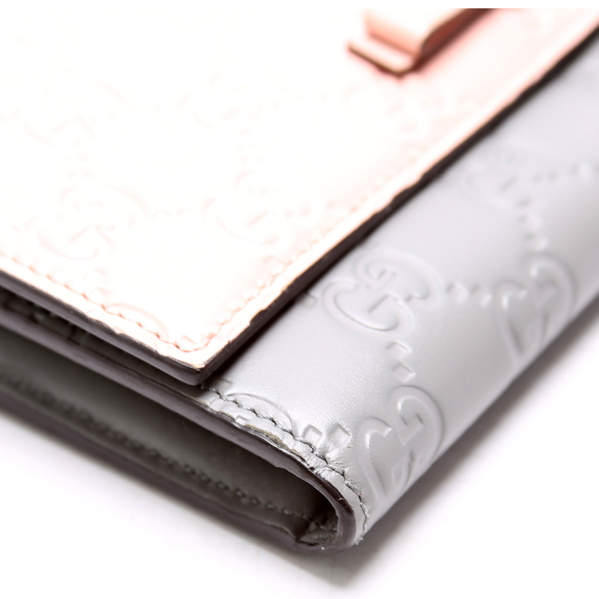 Gucci 388679 Ribbon Long Wallet Guccisima Pink/Gray