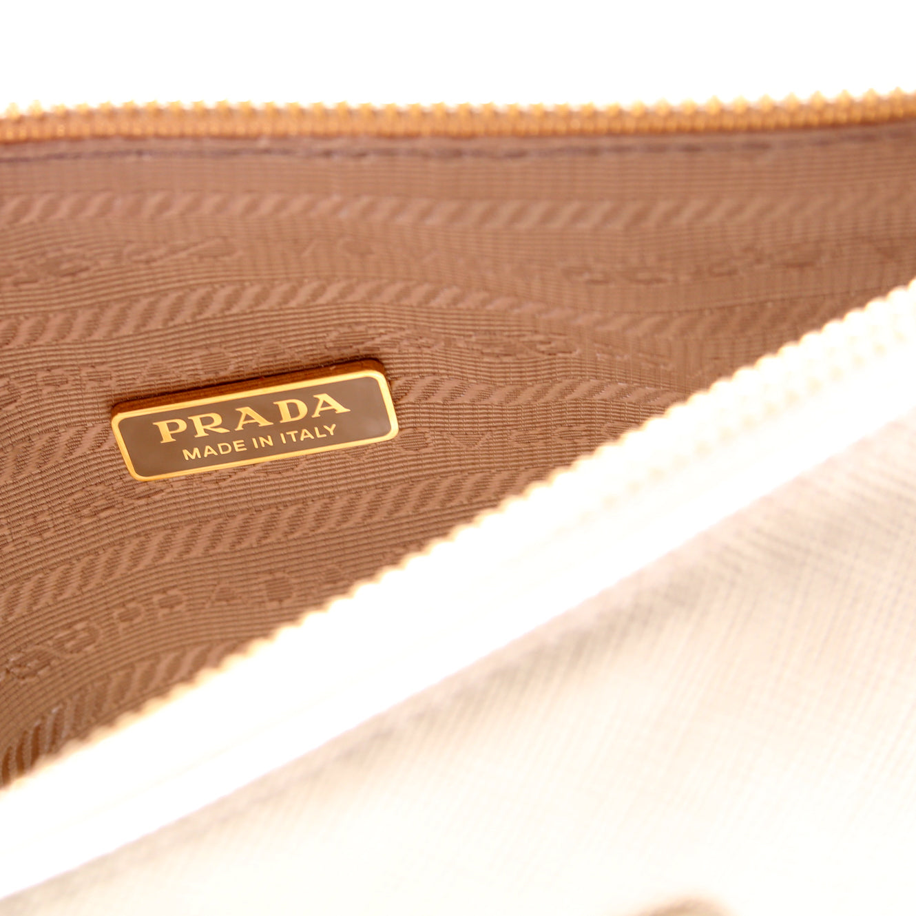 Saffiano Triangle Logo Mini Bag Gold